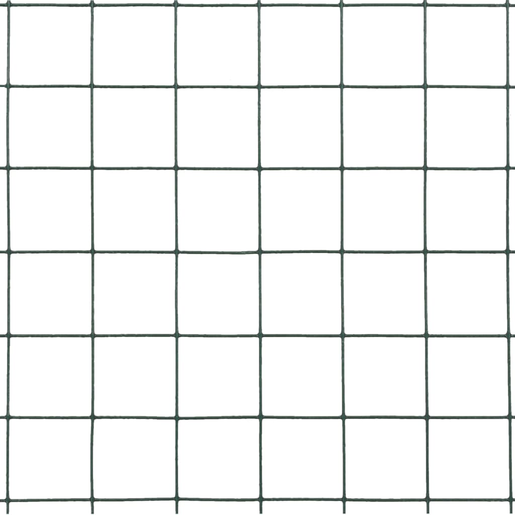 vidaXL Plasă de sârmă găini, verde, 25 x 0,5 m, oțel cu înveliș PVC