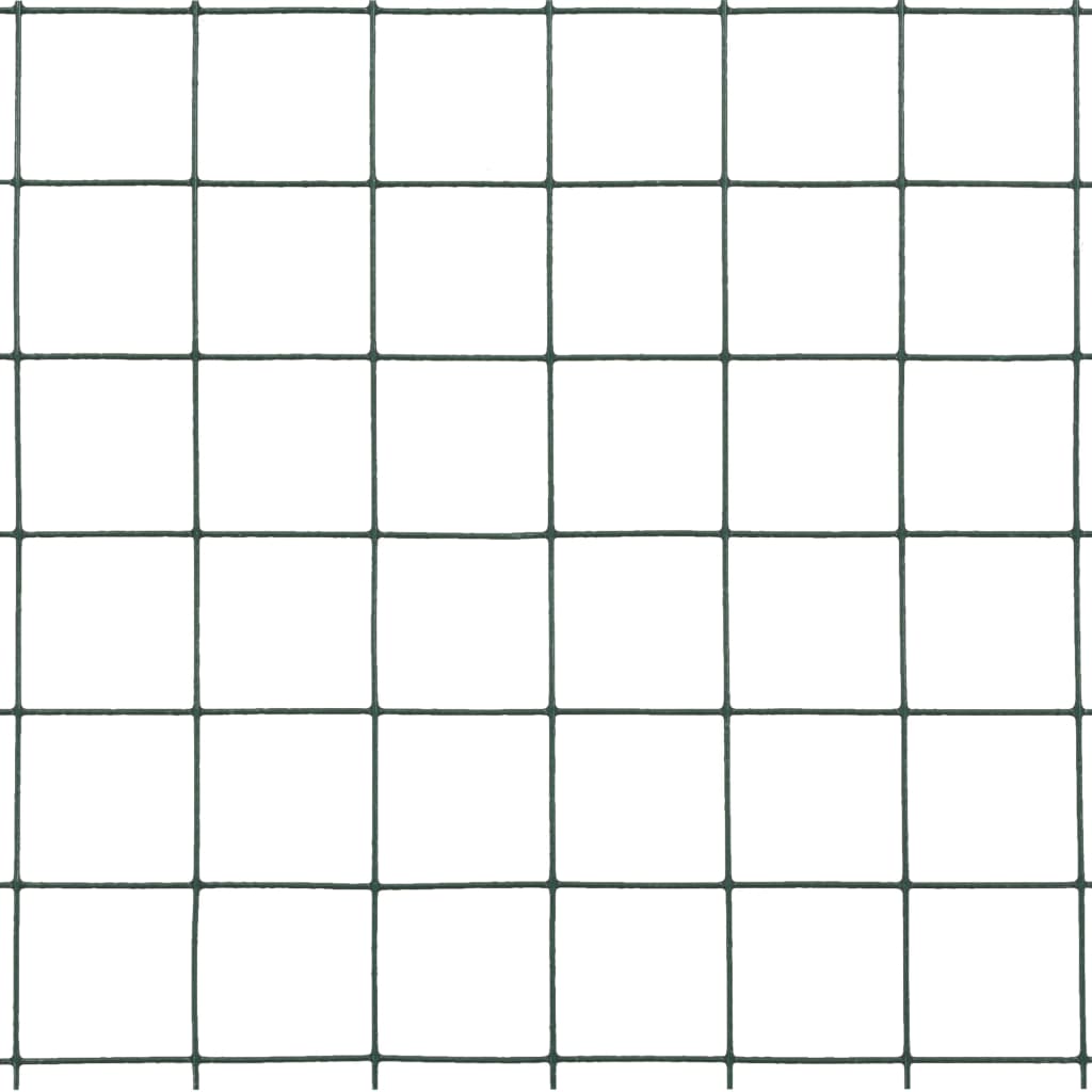 vidaXL Plasă de sârmă găini, verde, 25 x 1,5 m, oțel cu înveliș PVC