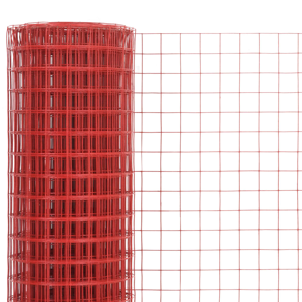 vidaXL Plasă de sârmă găini, roșu, 25 x 0,5 m, oțel cu înveliș PVC vidaXL Plasă de sârmă găini, roșu, 25 x 0,5 m, oțel cu înveliș PVC