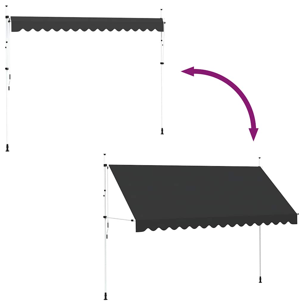 vidaXL Copertină retractabilă manual, antracit, 400 cm