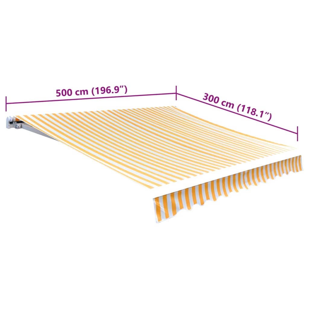 vidaXL Pânză de copertină, portocaliu și alb, 500 x 300 cm vidaXL Pânză de copertină, portocaliu și alb, 500 x 300 cm