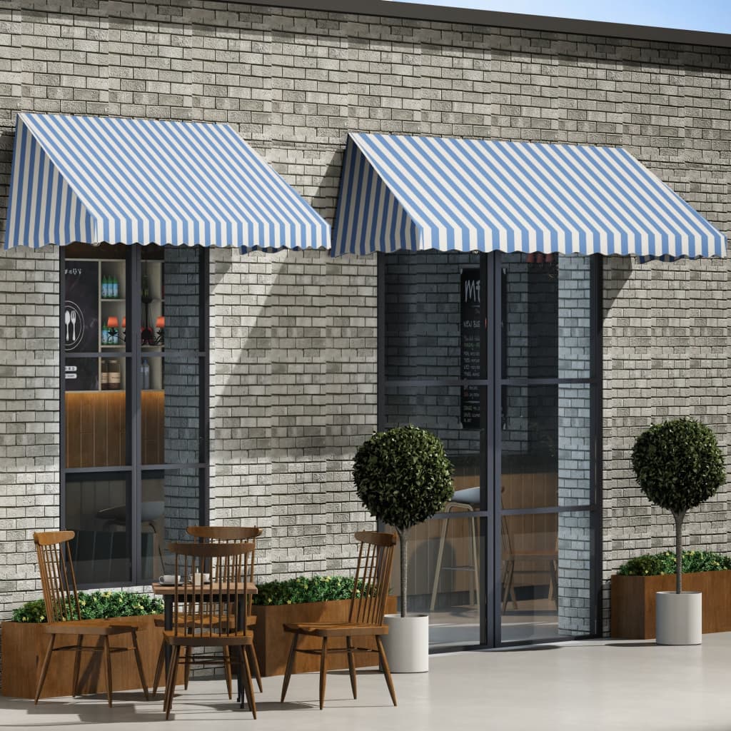 vidaXL Copertină de bistro, albastru și alb, 400 x 120 cm vidaXL Copertină de bistro, albastru și alb, 400 x 120 cm