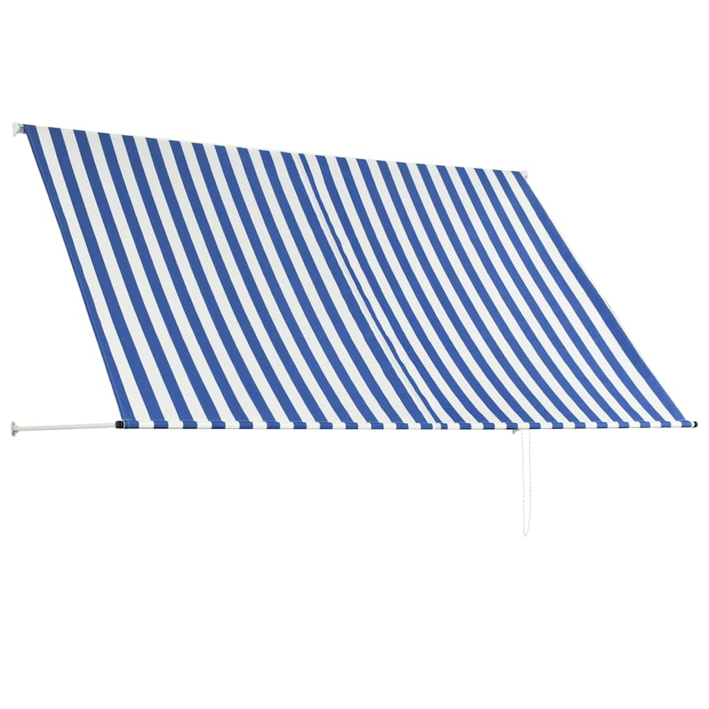 vidaXL Copertină retractabilă, albastru și alb, 250 x 150 cm