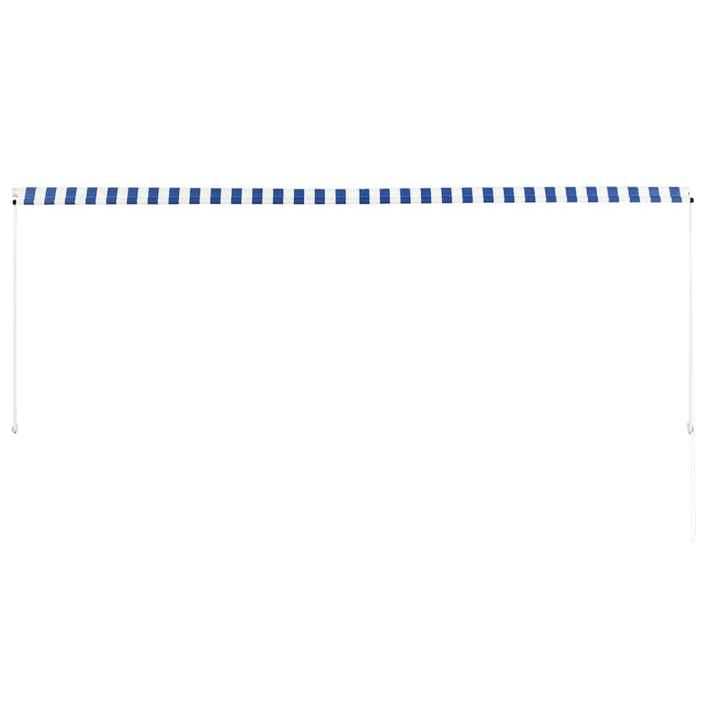 vidaXL Copertină retractabilă, albastru și alb, 350 x 150 cm vidaXL Copertină retractabilă, albastru și alb, 350 x 150 cm