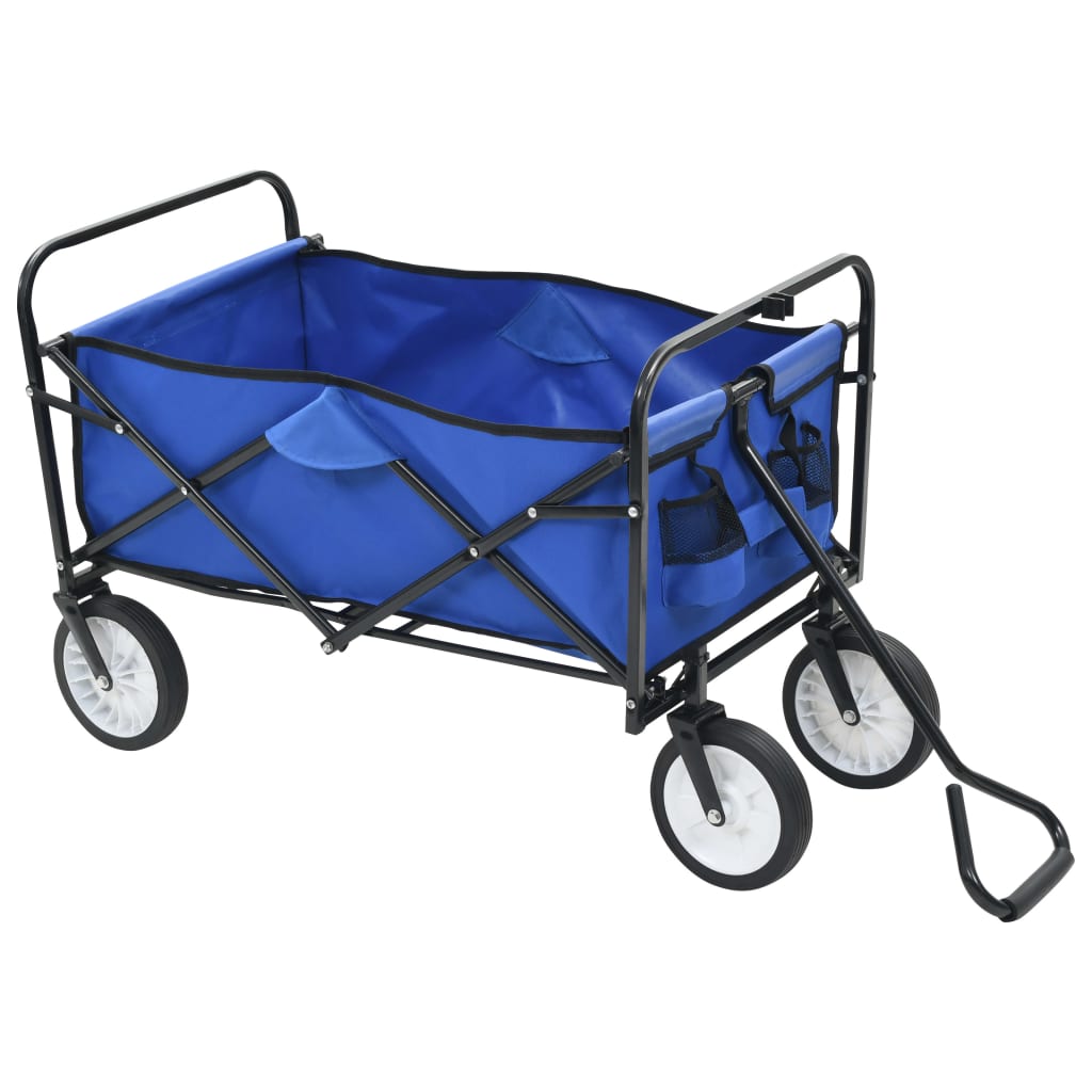 vidaXL Cărucior manual pliabil, albastru, oțel vidaXL Cărucior manual pliabil, albastru, oțel