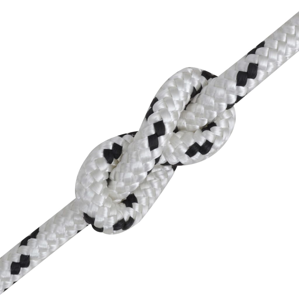 vidaXL Frânghie împletită barcă, alb, 500 m, poliester, 8 mm vidaXL Frânghie împletită barcă, alb, 500 m, poliester, 8 mm