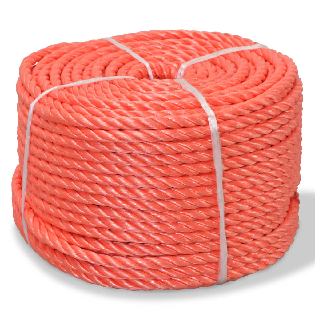 vidaXL Frânghie împletită polipropilenă, portocaliu, 100 m, 14 mm vidaXL Frânghie împletită polipropilenă, portocaliu, 100 m, 14 mm