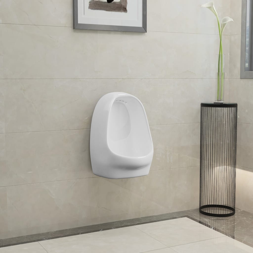 vidaXL Pisoar de perete cu supapă pentru spălare, alb, ceramică vidaXL Pisoar de perete cu supapă pentru spălare, alb, ceramică