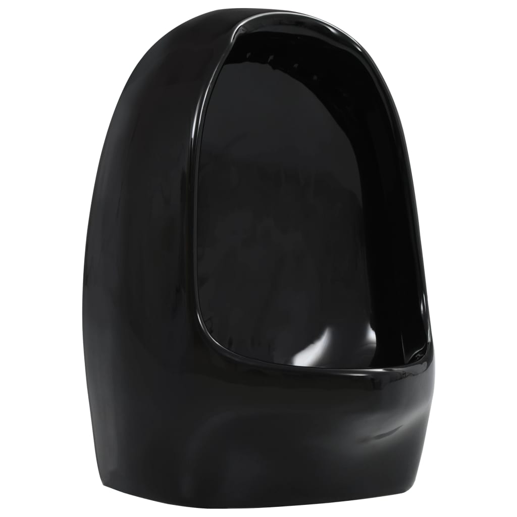 vidaXL Pisoar de perete cu supapă pentru spălare, negru, ceramică vidaXL Pisoar de perete cu supapă pentru spălare, negru, ceramică