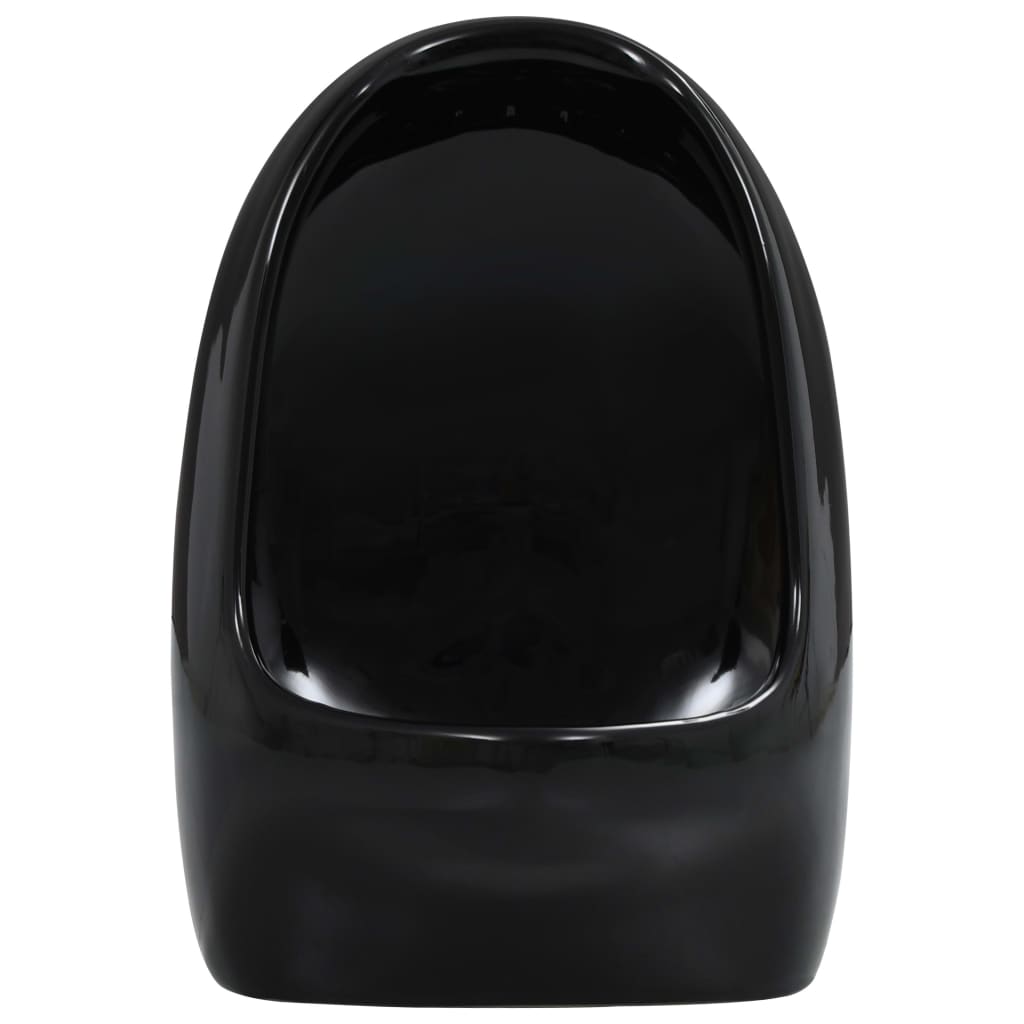 vidaXL Pisoar de perete cu supapă pentru spălare, negru, ceramică vidaXL Pisoar de perete cu supapă pentru spălare, negru, ceramică