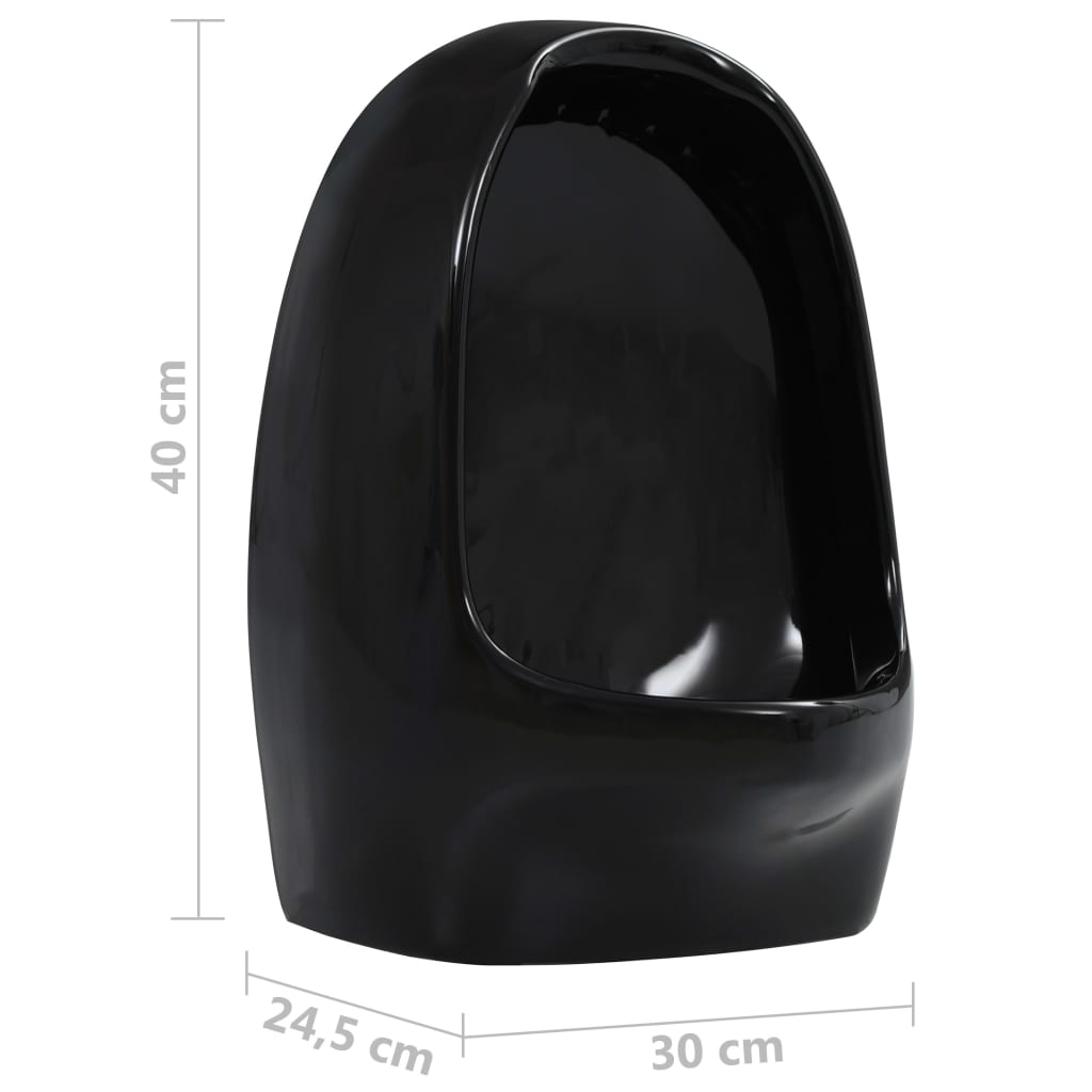 vidaXL Pisoar de perete cu supapă pentru spălare, negru, ceramică vidaXL Pisoar de perete cu supapă pentru spălare, negru, ceramică