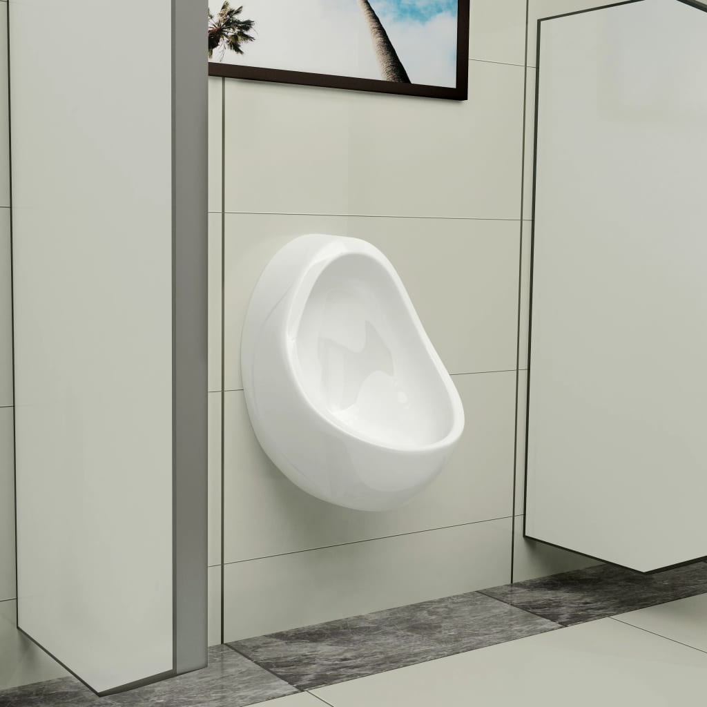vidaXL Pisoar de perete cu supapă pentru spălare, alb, ceramică vidaXL Pisoar de perete cu supapă pentru spălare, alb, ceramică