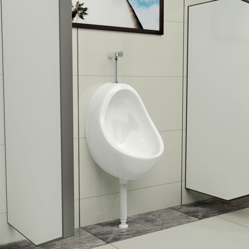 vidaXL Pisoar de perete cu supapă pentru spălare, alb, ceramică vidaXL Pisoar de perete cu supapă pentru spălare, alb, ceramică