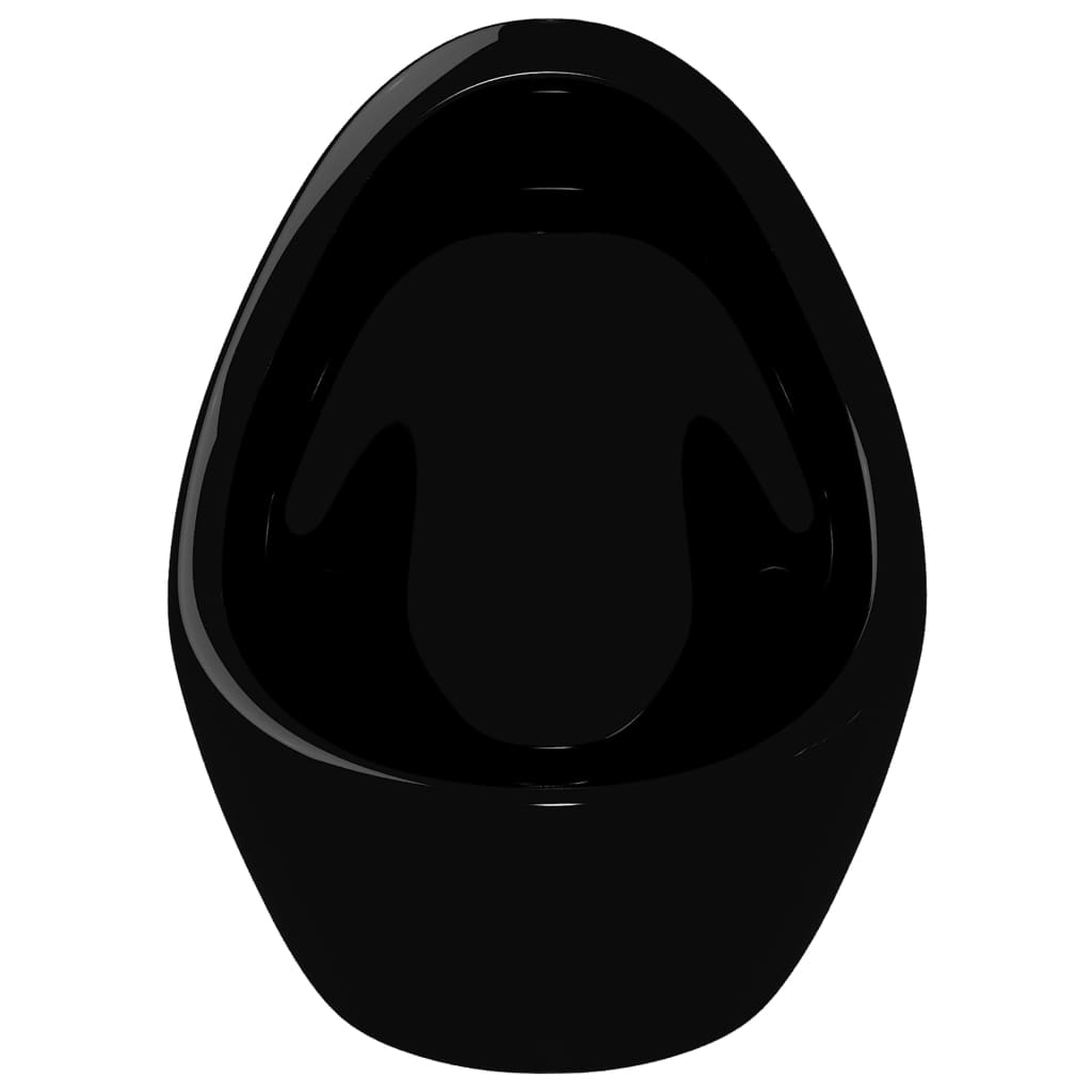 vidaXL Pisoar de perete cu supapă pentru spălare, negru, ceramică vidaXL Pisoar de perete cu supapă pentru spălare, negru, ceramică