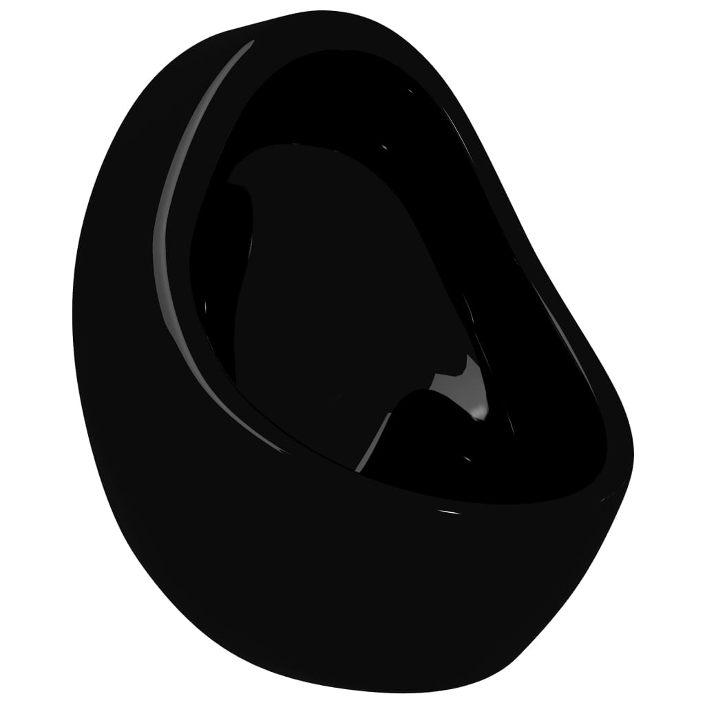 vidaXL Pisoar de perete cu supapă pentru spălare, negru, ceramică vidaXL Pisoar de perete cu supapă pentru spălare, negru, ceramică