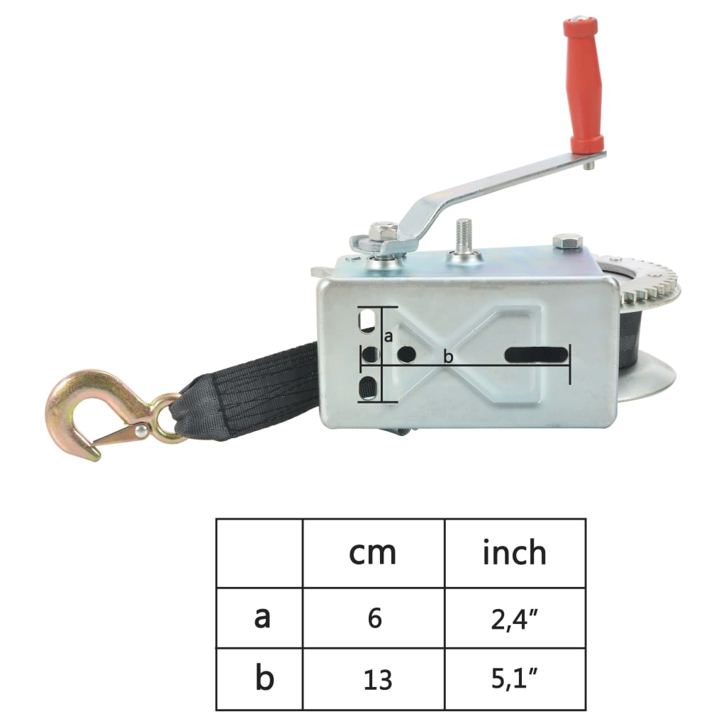 vidaXL Troliu manual cu bandă, 1587 kg vidaXL Troliu manual cu bandă, 1587 kg