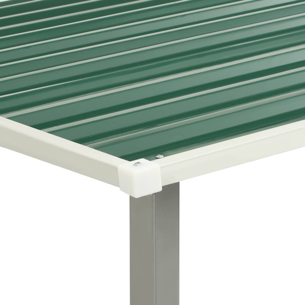 vidaXL Șopron de grădină cu uși glisante, verde, 386x259x178 cm, oțel vidaXL Șopron de grădină cu uși glisante, verde, 386x259x178 cm, oțel