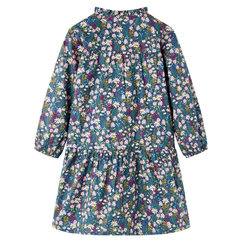 Rochie pentru copii cu mâneci lungi, albastru închis, 92