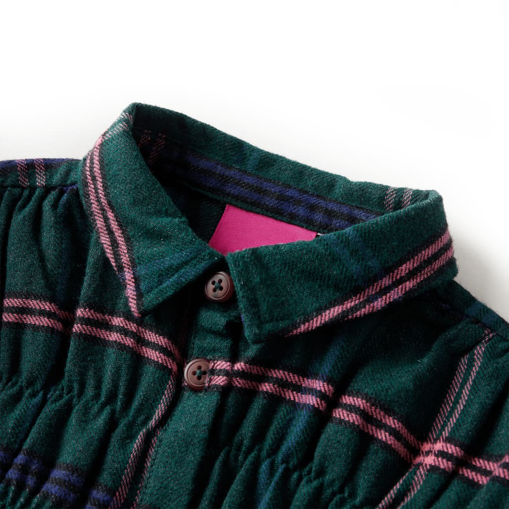 Rochie pentru copii cu mâneci lungi și volane, verde închis, 116
