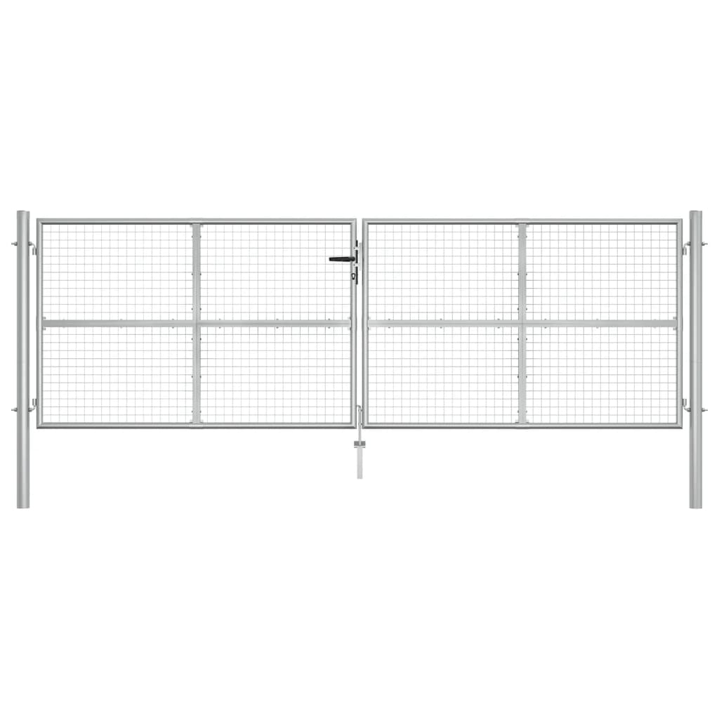 vidaXL Poartă de grădină, argintiu, 415 x 175 cm, oțel galvanizat vidaXL Poartă de grădină, argintiu, 415 x 175 cm, oțel galvanizat