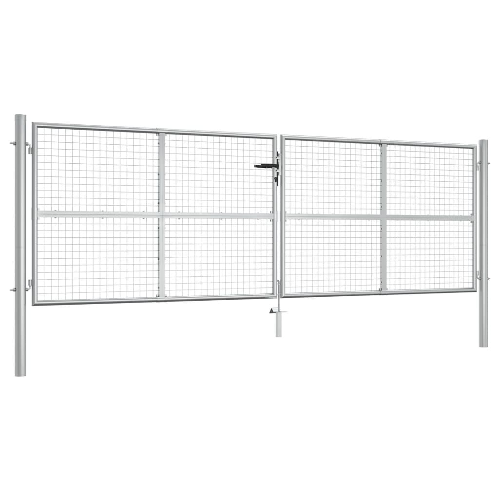 vidaXL Poartă de grădină, argintiu, 415 x 175 cm, oțel galvanizat vidaXL Poartă de grădină, argintiu, 415 x 175 cm, oțel galvanizat