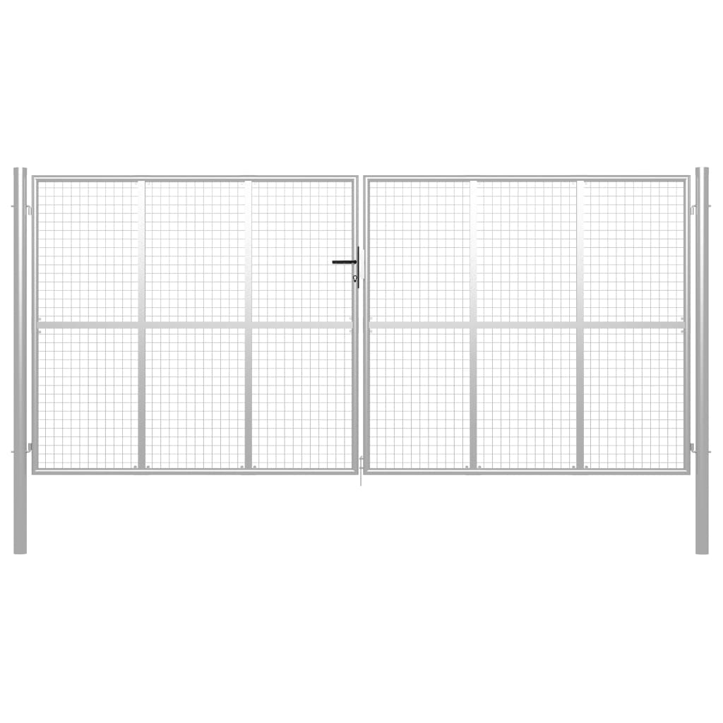 vidaXL Poartă de grădină, argintiu, 415 x 225 cm, oțel galvanizat vidaXL Poartă de grădină, argintiu, 415 x 225 cm, oțel galvanizat