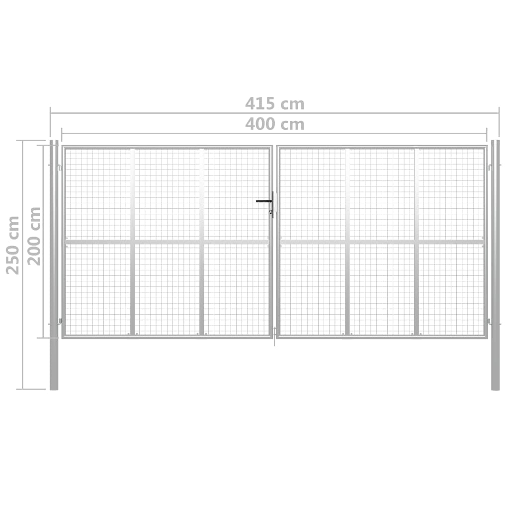 vidaXL Poartă de grădină, argintiu, 415 x 250 cm, oțel galvanizat vidaXL Poartă de grădină, argintiu, 415 x 250 cm, oțel galvanizat