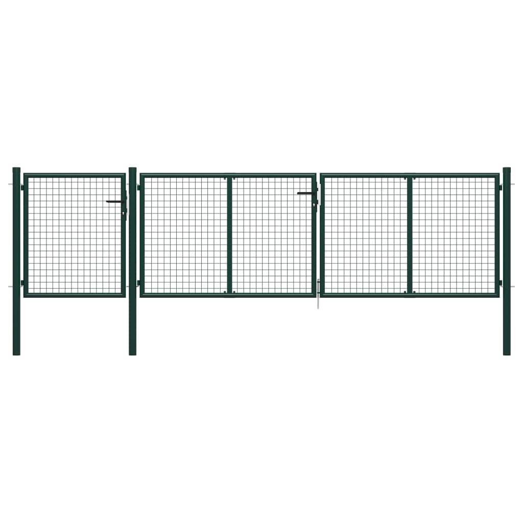 vidaXL Poartă de grădină, verde, 400 x 75 cm, oțel vidaXL Poartă de grădină, verde, 400 x 75 cm, oțel