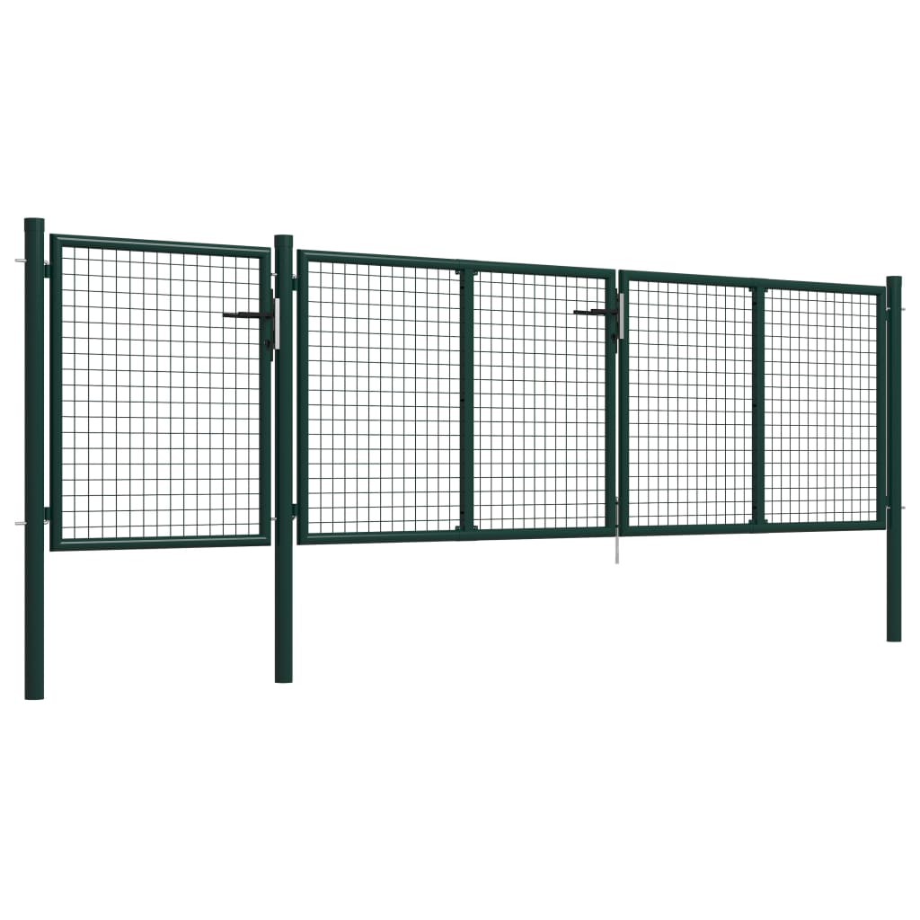 vidaXL Poartă de grădină, verde, 400 x 100 cm, oțel