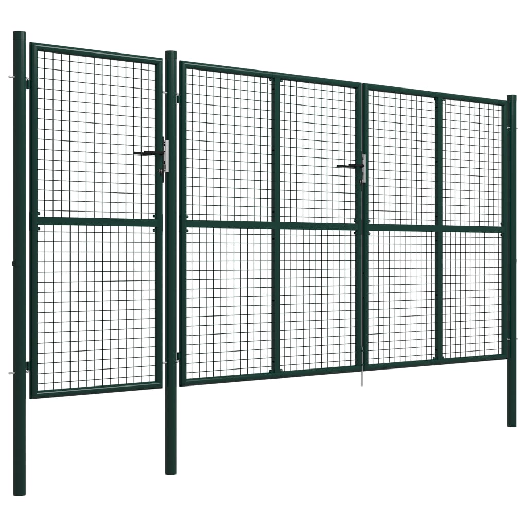 vidaXL Poartă de grădină, verde, 400 x 200 cm, oțel vidaXL Poartă de grădină, verde, 400 x 200 cm, oțel
