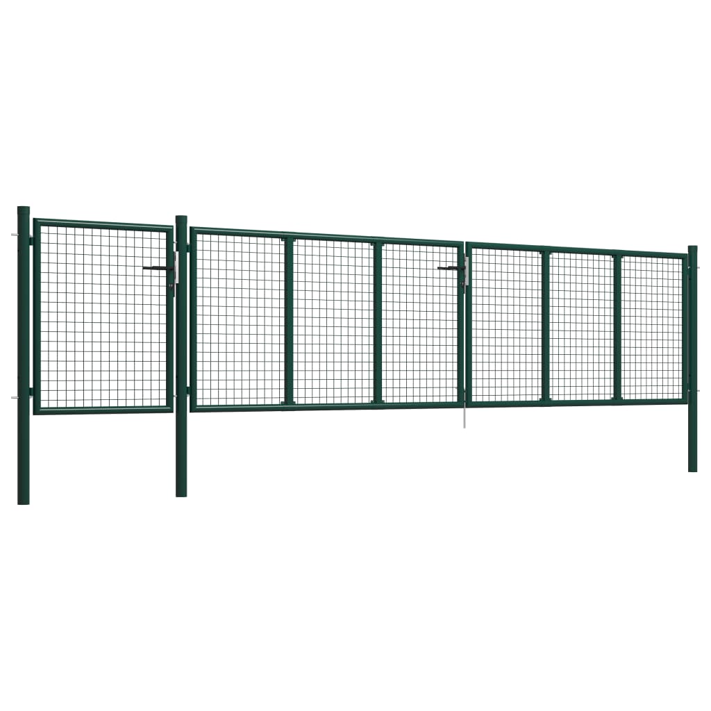 vidaXL Poartă de grădină, verde, 500 x 100 cm, oțel