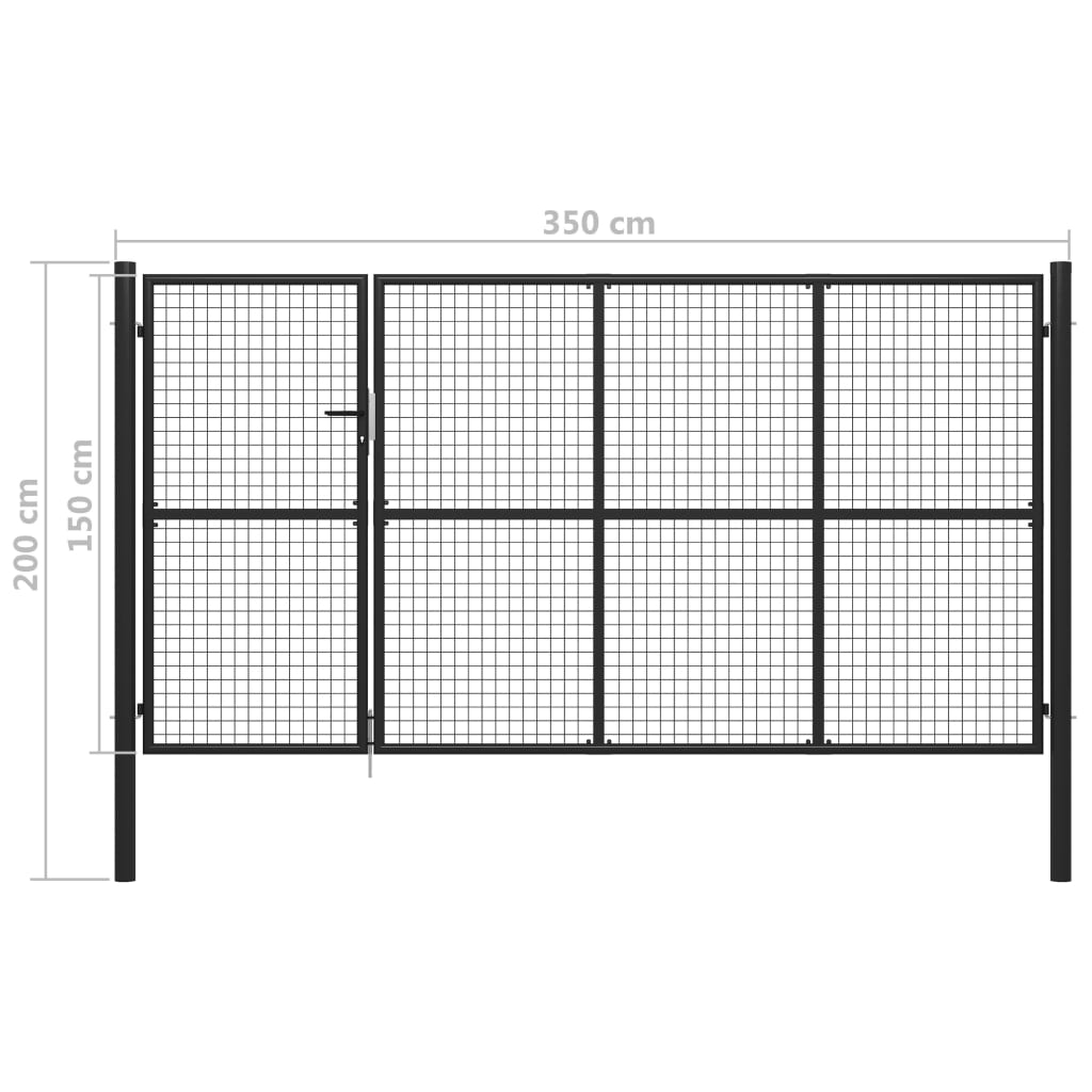 vidaXL Poartă de grădină, antracit, 350 x 150 cm, oțel vidaXL Poartă de grădină, antracit, 350 x 150 cm, oțel