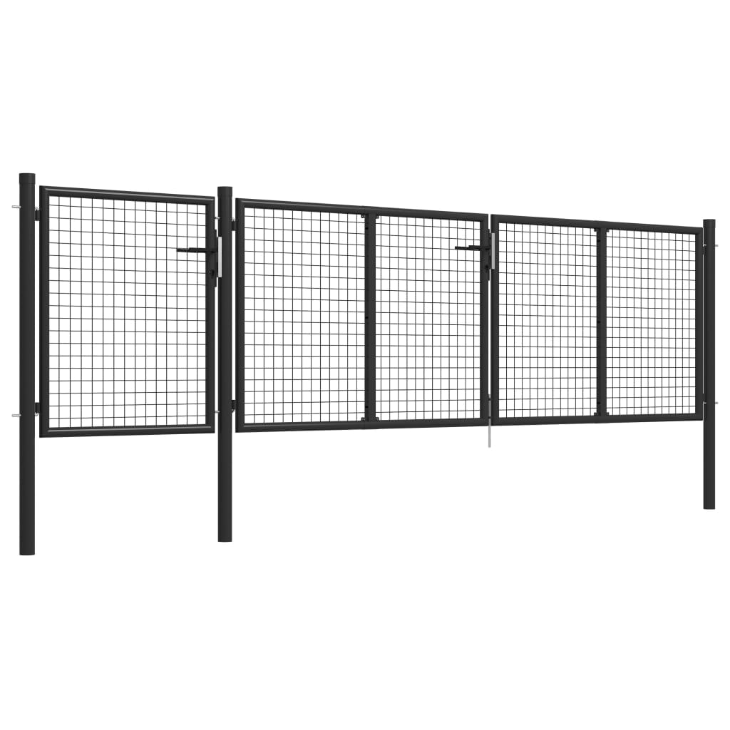 vidaXL Poartă de grădină, antracit, 400 x 100 cm, oțel vidaXL Poartă de grădină, antracit, 400 x 100 cm, oțel