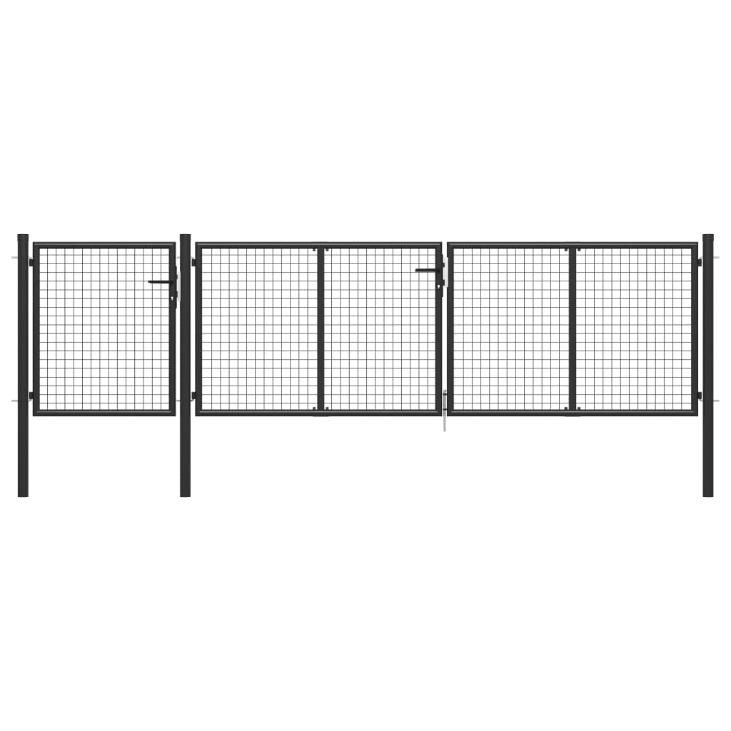 vidaXL Poartă de grădină, antracit, 400 x 100 cm, oțel vidaXL Poartă de grădină, antracit, 400 x 100 cm, oțel