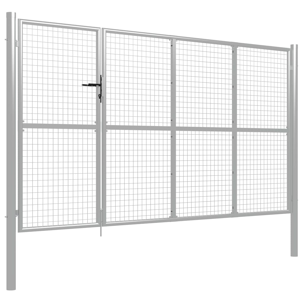 vidaXL Poartă de grădină, argintiu, 350 x 150 cm, oțel vidaXL Poartă de grădină, argintiu, 350 x 150 cm, oțel
