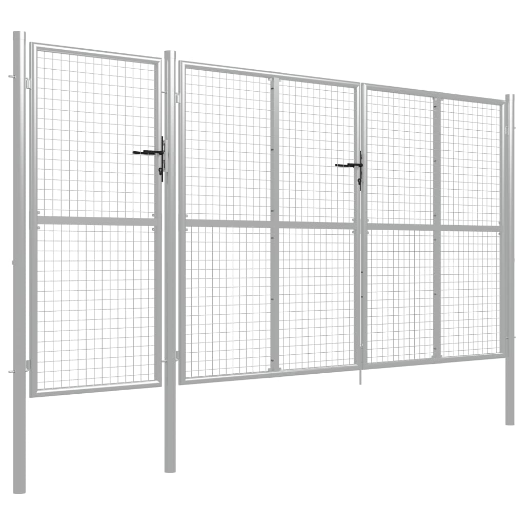 vidaXL Poartă de grădină, argintiu, 400 x 150 cm, oțel vidaXL Poartă de grădină, argintiu, 400 x 150 cm, oțel