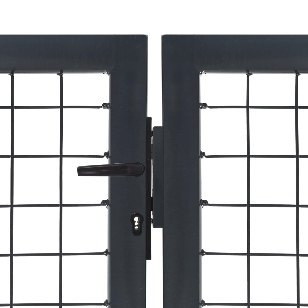 vidaXL Poartă de grădină cu stâlpi, antracit, 350 x 120 cm, oțel vidaXL Poartă de grădină cu stâlpi, antracit, 350 x 120 cm, oțel