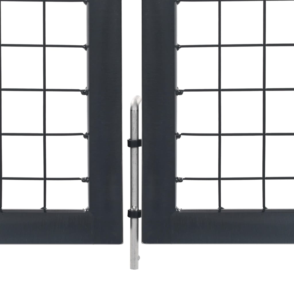 vidaXL Poartă de grădină cu stâlpi, antracit, 350 x 120 cm, oțel vidaXL Poartă de grădină cu stâlpi, antracit, 350 x 120 cm, oțel