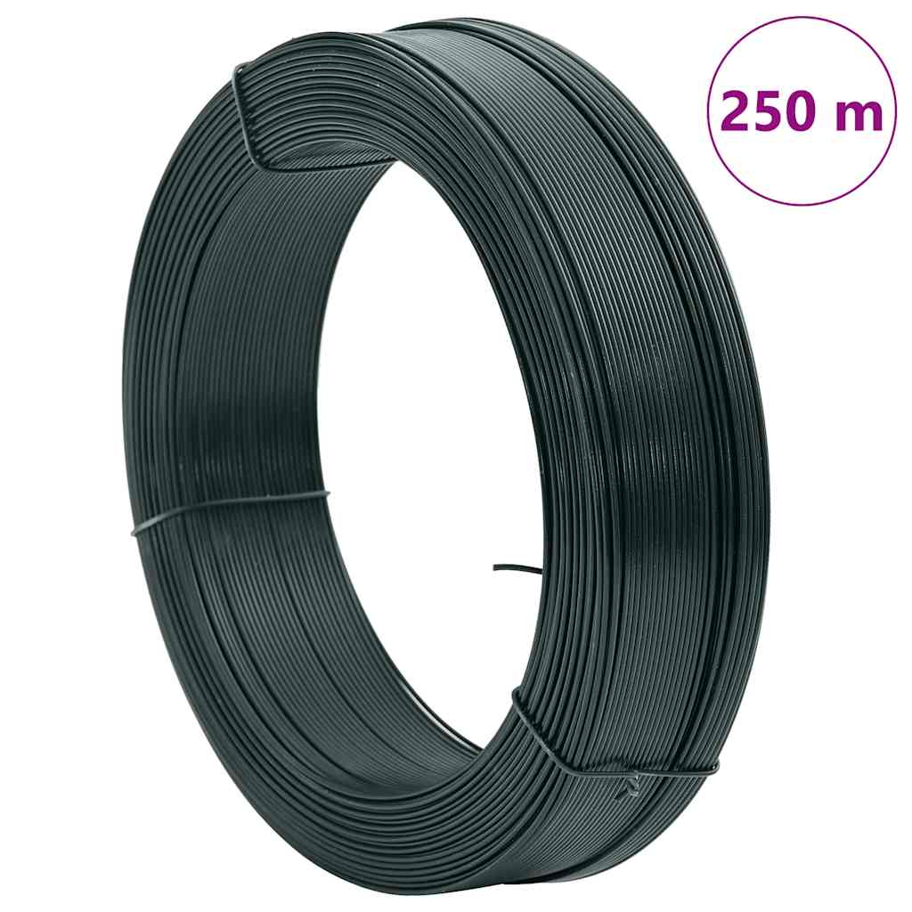 vidaXL Fir tensionare pentru gard 250 m 0,9/1,4 mm verde închis, oțel vidaXL Fir tensionare pentru gard 250 m 0,9/1,4 mm verde închis, oțel