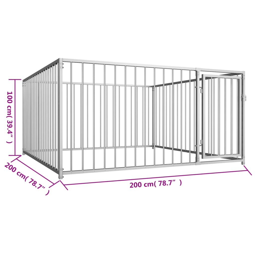 vidaXL Padoc de câini pentru exterior, 200 x 200 x 100 cm vidaXL Padoc de câini pentru exterior, 200 x 200 x 100 cm