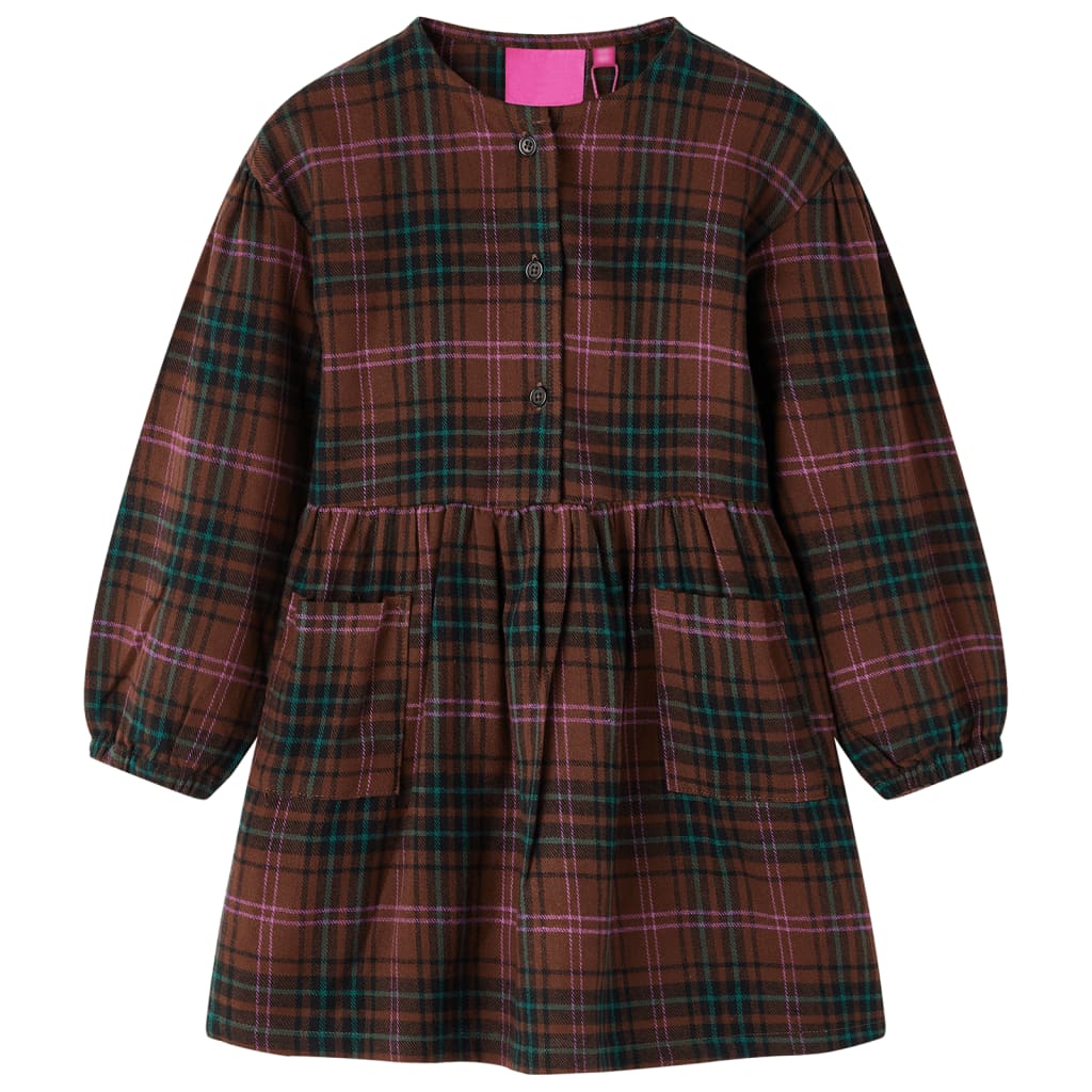 Rochie pentru copii cu mâneci lungi, coniac, 92