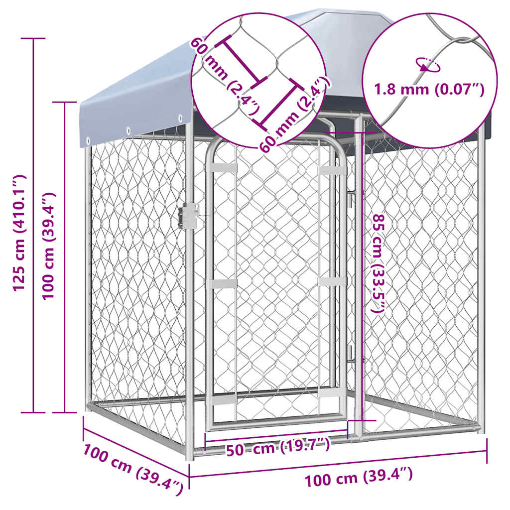 vidaXL Padoc pentru câini de exterior, cu acoperiș, 100 x 100 x 125 cm vidaXL Padoc pentru câini de exterior, cu acoperiș, 100 x 100 x 125 cm