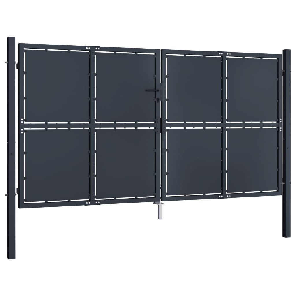vidaXL Poartă de grădină, antracit, 300 x 150 cm, oțel vidaXL Poartă de grădină, antracit, 300 x 150 cm, oțel