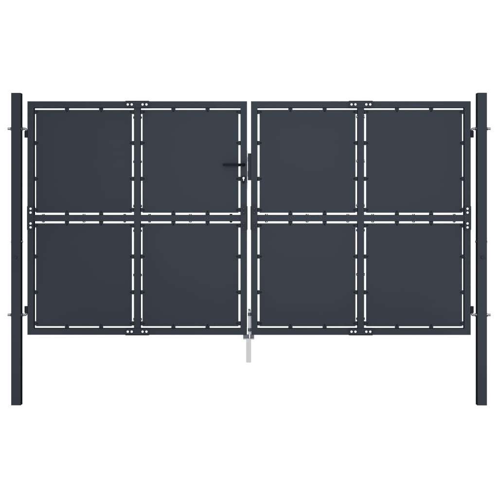 vidaXL Poartă de grădină, antracit, 300 x 175 cm, oțel vidaXL Poartă de grădină, antracit, 300 x 175 cm, oțel