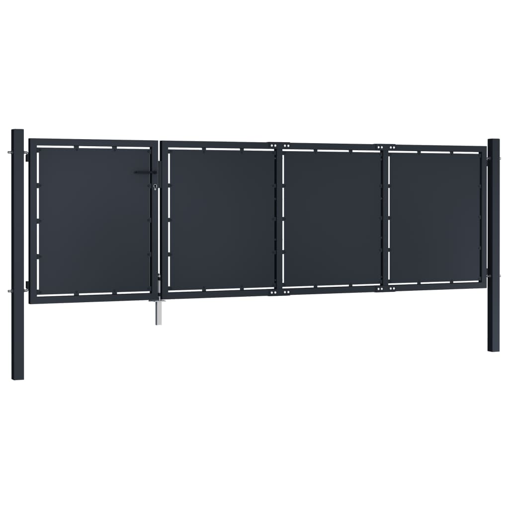 vidaXL Poartă de grădină, antracit, 350 x 100 cm, oțel vidaXL Poartă de grădină, antracit, 350 x 100 cm, oțel