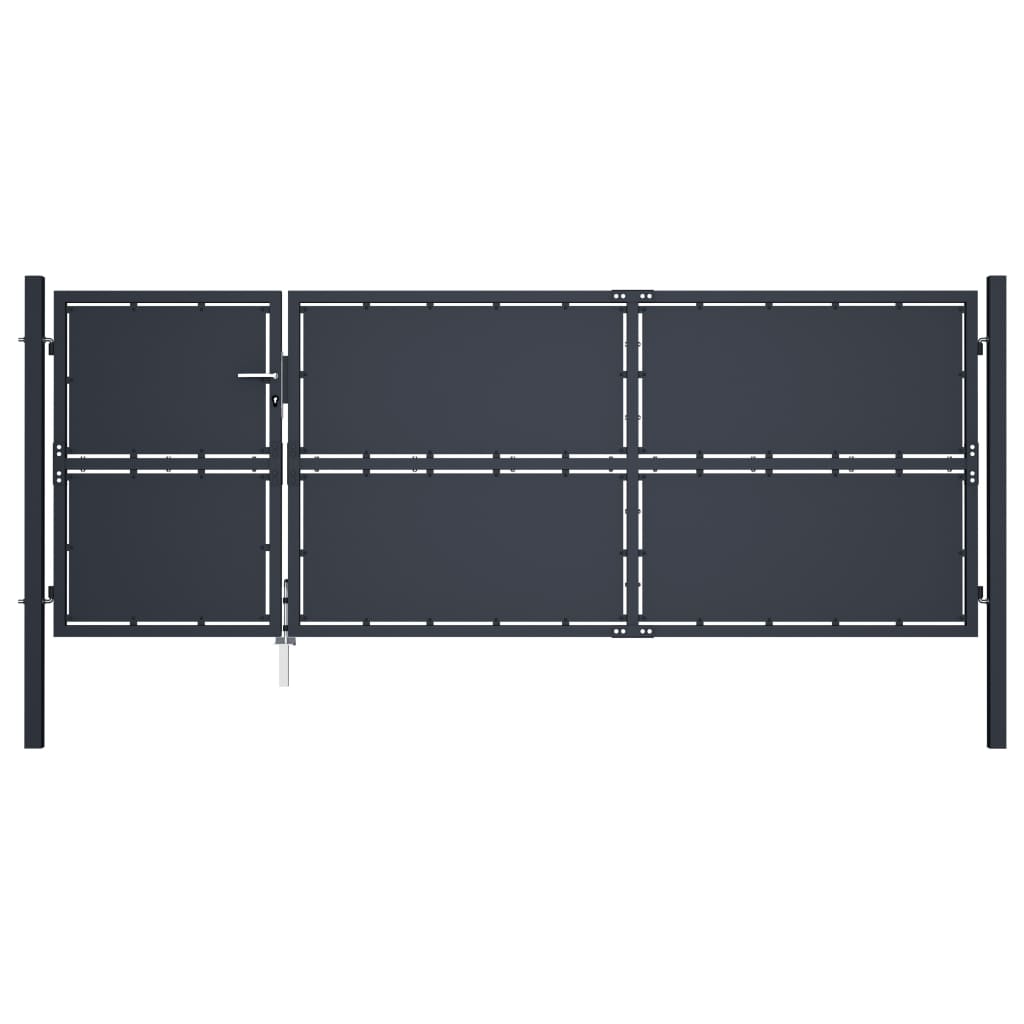 vidaXL Poartă de grădină, antracit, 350 x 125 cm, oțel vidaXL Poartă de grădină, antracit, 350 x 125 cm, oțel