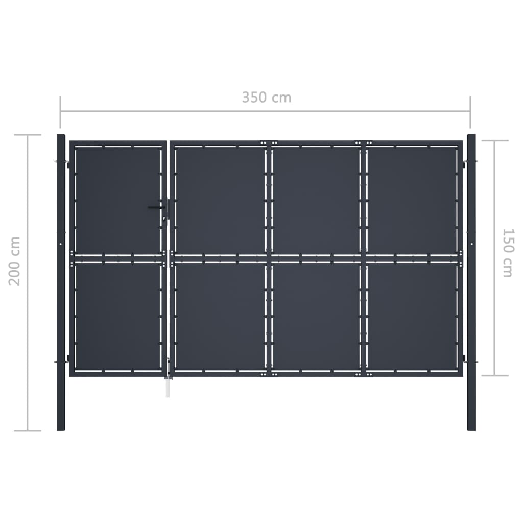 vidaXL Poartă de grădină, antracit, 350 x 150 cm, oțel vidaXL Poartă de grădină, antracit, 350 x 150 cm, oțel