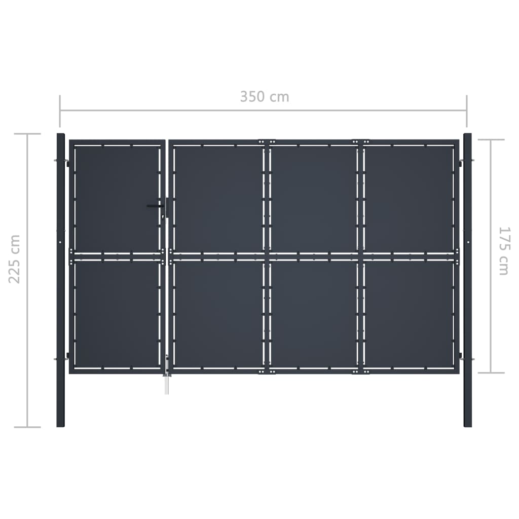 vidaXL Poartă de grădină, antracit, 350 x 175 cm, oțel vidaXL Poartă de grădină, antracit, 350 x 175 cm, oțel