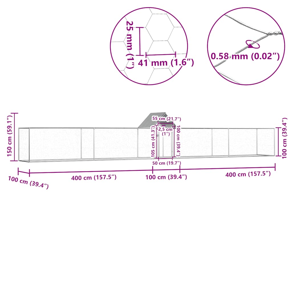 vidaXL Coteț pentru păsări, 9 x 1 x 1,5 m, oțel galvanizat vidaXL Coteț pentru păsări, 9 x 1 x 1,5 m, oțel galvanizat