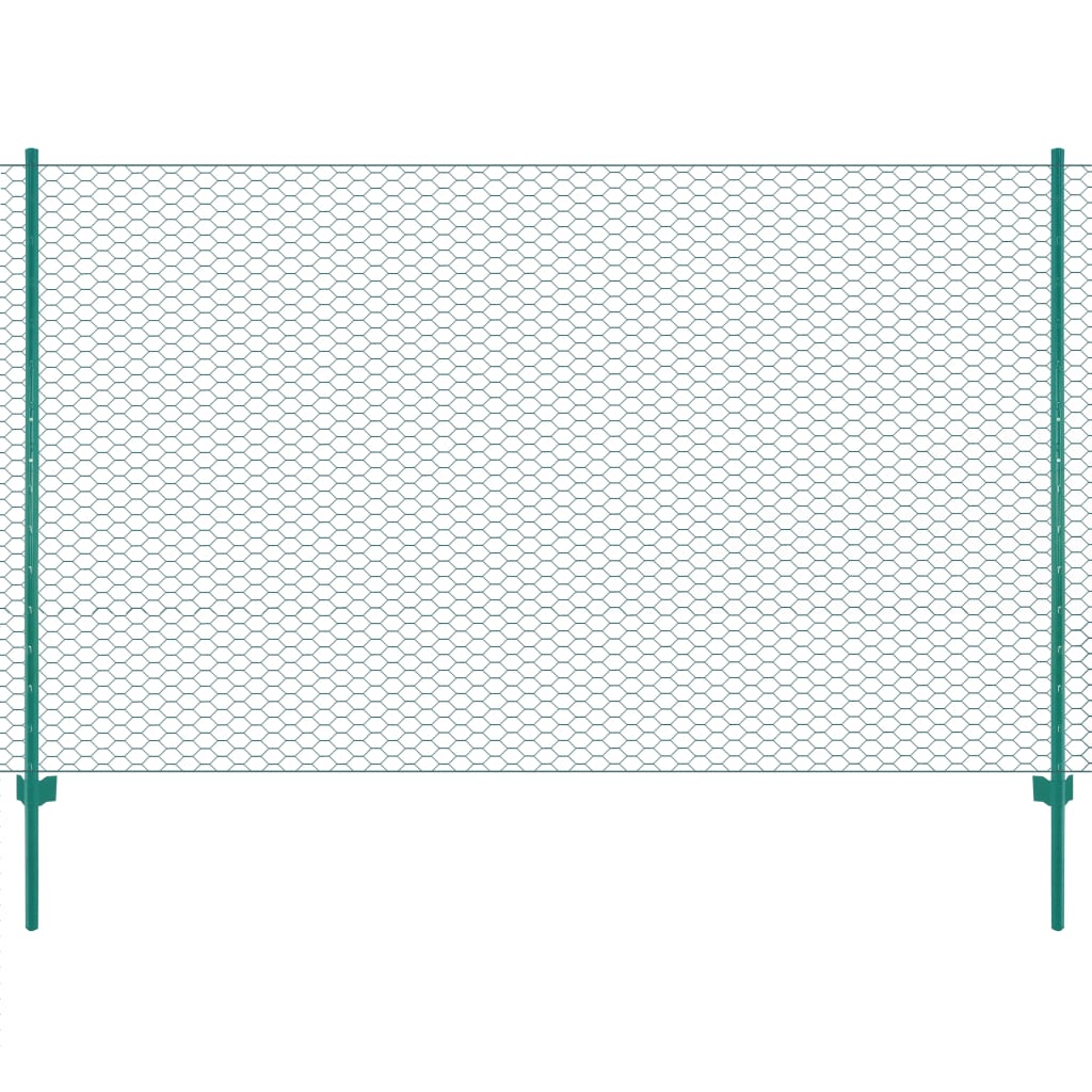vidaXL Gard din plasă de sârmă cu stâlpi, verde, 25 x 2 m, oțel vidaXL Gard din plasă de sârmă cu stâlpi, verde, 25 x 2 m, oțel
